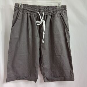 Unbranded Womens Gray Shorts L Cuffed Drawstring Elastic Waist‎